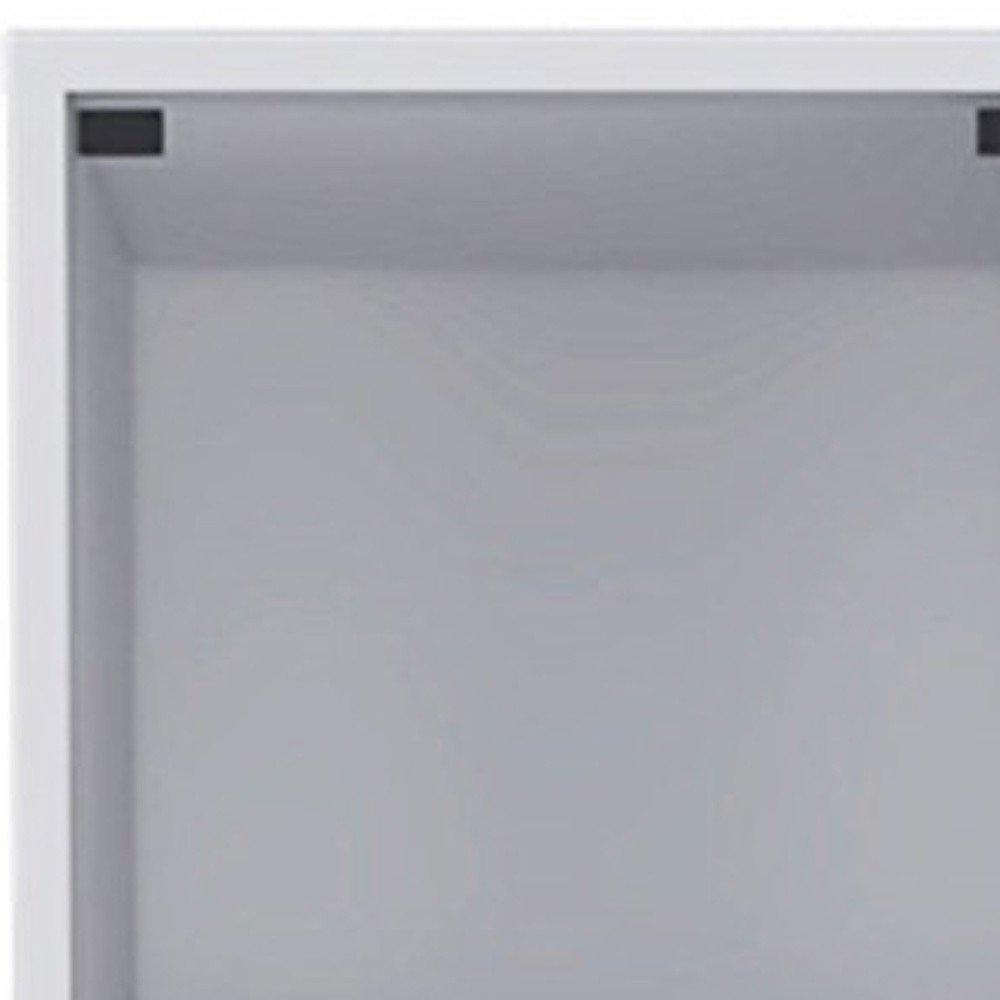 White Bathroom Storage Cabinet with Glass Door and Sliding Drawers HomeRoots