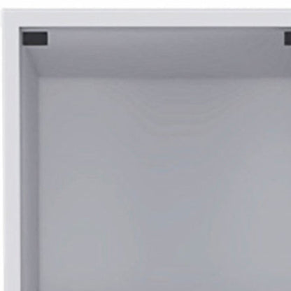 White Bathroom Storage Cabinet with Glass Door and Sliding Drawers HomeRoots