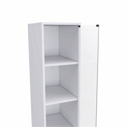 White Bathroom Storage Cabinet with Glass Door and Sliding Drawers HomeRoots