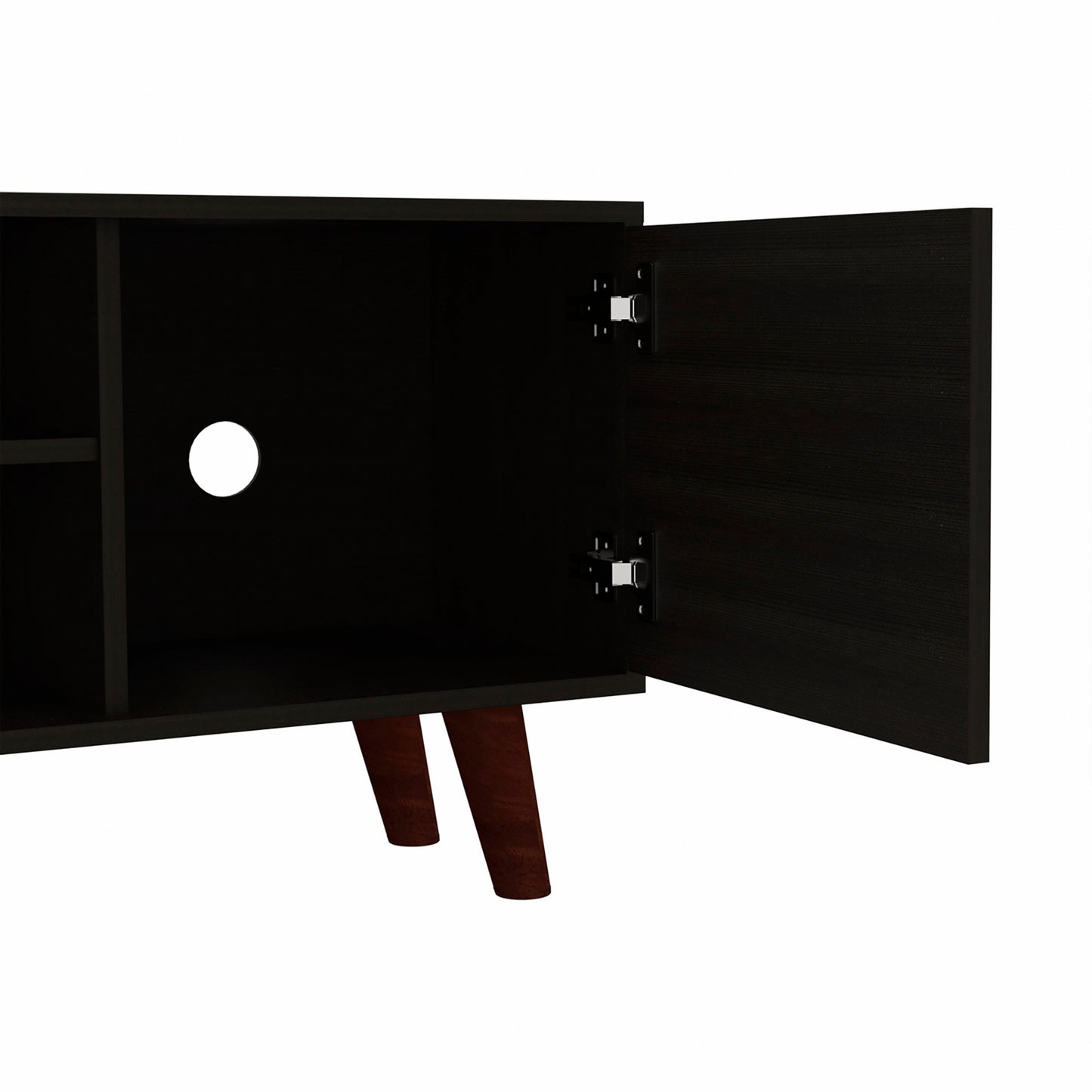 45" Black Particle Board Open Shelving TV Stand