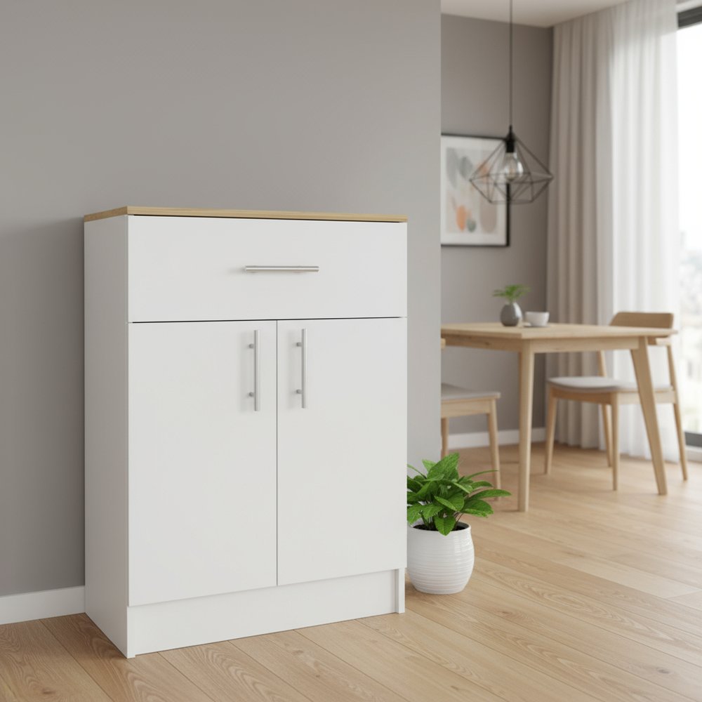 34" Light Oak and White Pantry Cabinet HomeRoots