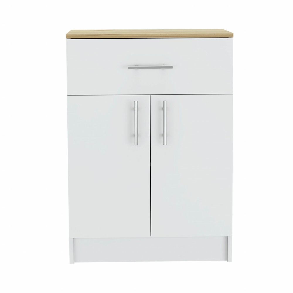 34" Light Oak and White Pantry Cabinet HomeRoots