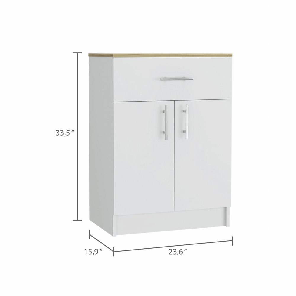 34" Light Oak and White Pantry Cabinet HomeRoots