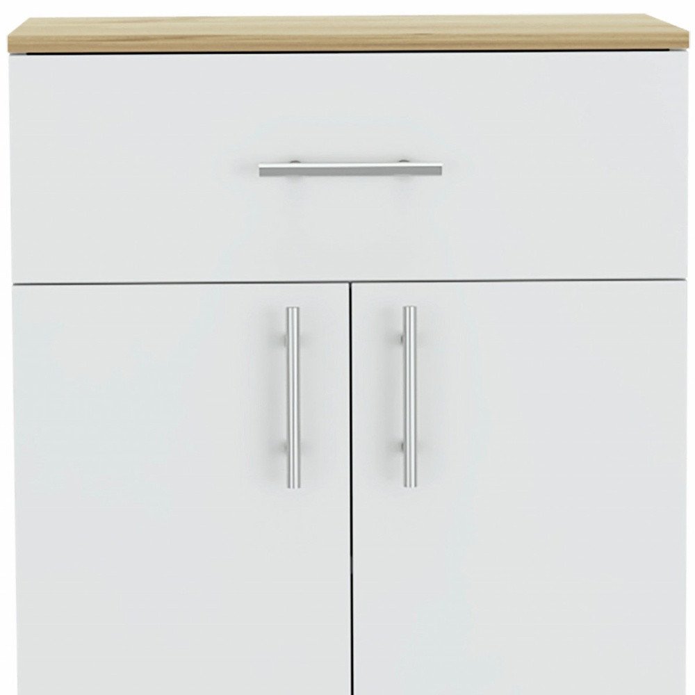 34" Light Oak and White Pantry Cabinet HomeRoots