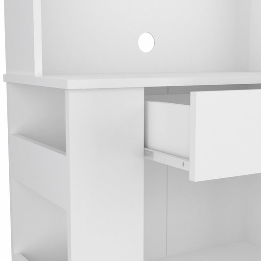 67" White Pantry Cabinet with Two Door Panels and Side Open Shelves HomeRoots