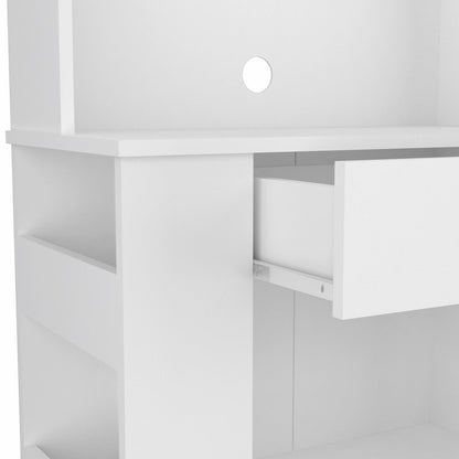 67" White Pantry Cabinet with Two Door Panels and Side Open Shelves HomeRoots