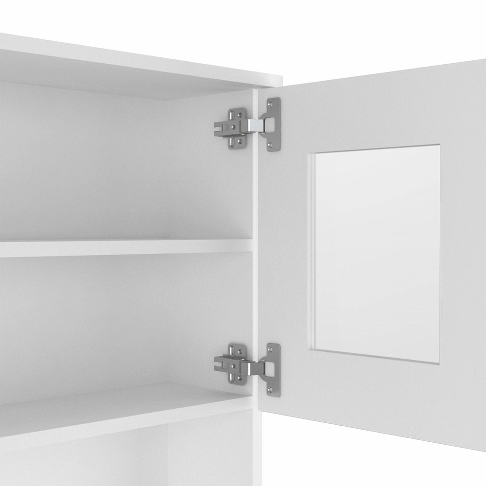 67" White Pantry Cabinet with Two Door Panels and Side Open Shelves HomeRoots