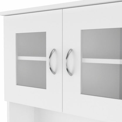 67" White Pantry Cabinet with Two Door Panels and Side Open Shelves HomeRoots