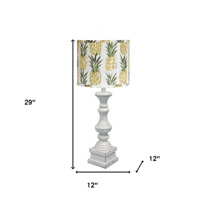 Distressed Whitewash Pineapple Shade Table Lamp