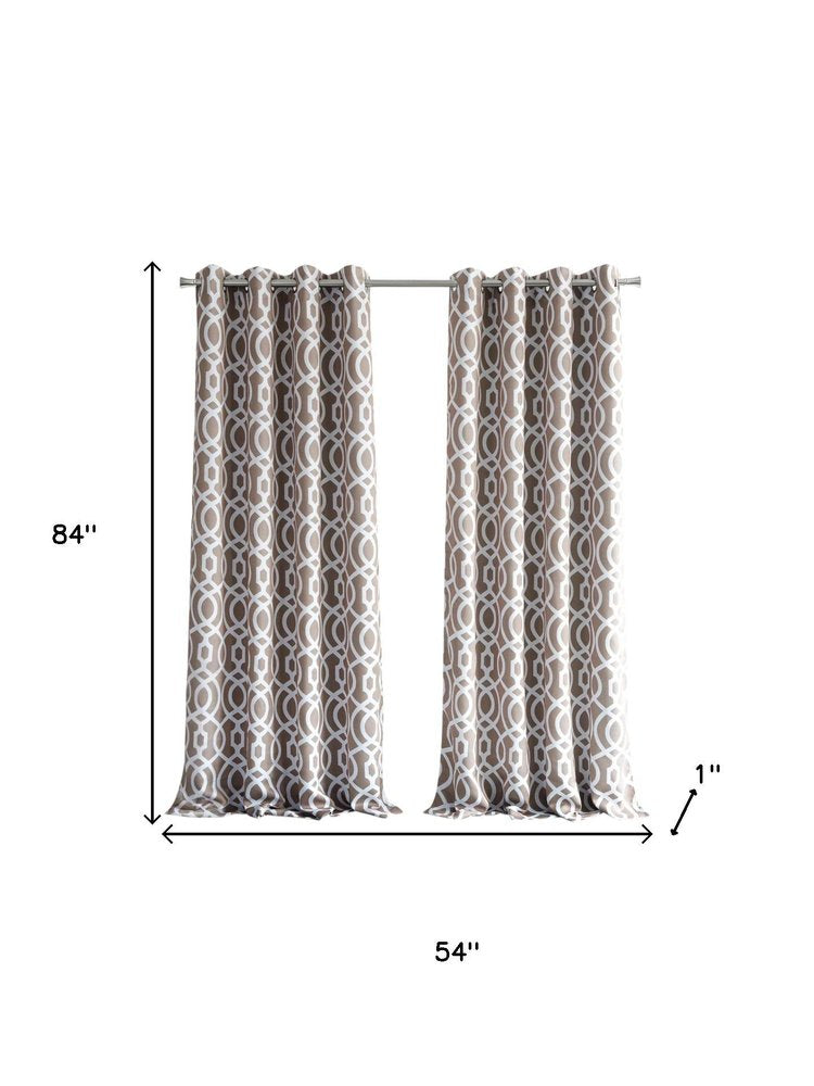 84" Taupe Trellis Black Out Window Curtain Panel HomeRoots