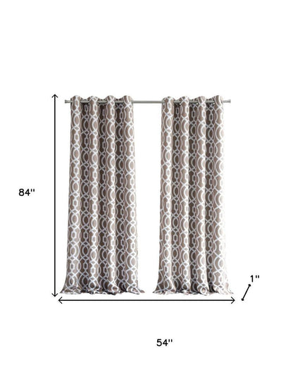84" Taupe Trellis Black Out Window Curtain Panel HomeRoots
