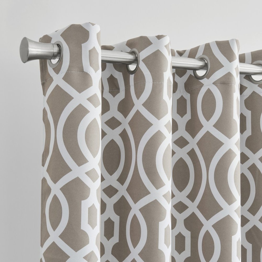 84" Taupe Trellis Black Out Window Curtain Panel HomeRoots