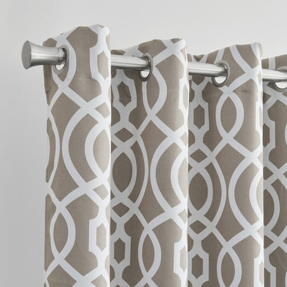 84" Taupe Trellis Black Out Window Curtain Panel HomeRoots