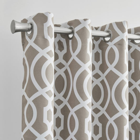 84" Taupe Trellis Black Out Window Curtain Panel HomeRoots
