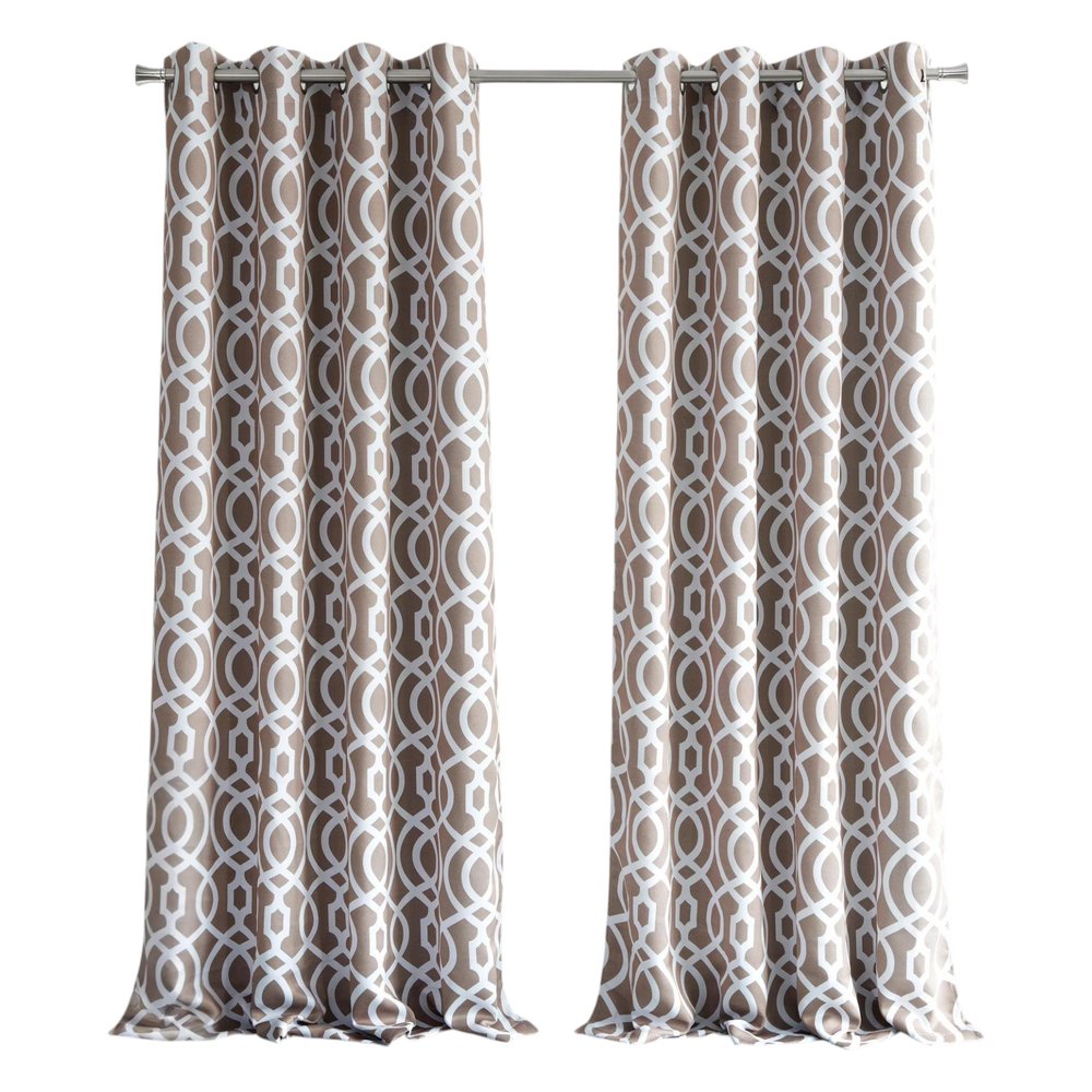 84" Taupe Trellis Black Out Window Curtain Panel HomeRoots
