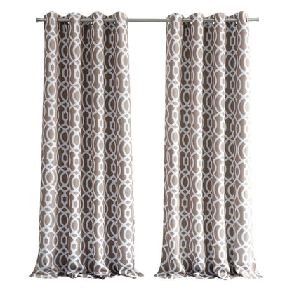 84" Taupe Trellis Black Out Window Curtain Panel HomeRoots