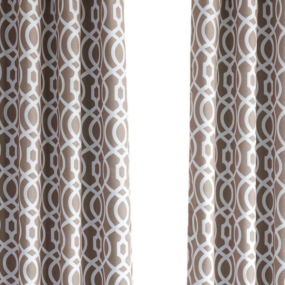 84" Taupe Trellis Black Out Window Curtain Panel HomeRoots