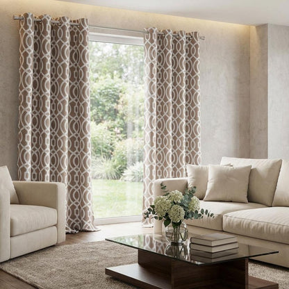 84" Taupe Trellis Black Out Window Curtain Panel HomeRoots