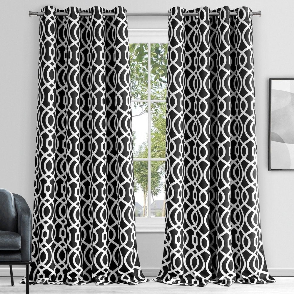 84" Jet Black Trellis Black Out Window Curtain Panel HomeRoots