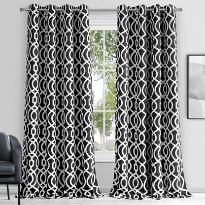 84" Jet Black Trellis Black Out Window Curtain Panel HomeRoots