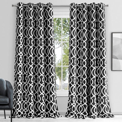 84" Jet Black Trellis Black Out Window Curtain Panel HomeRoots
