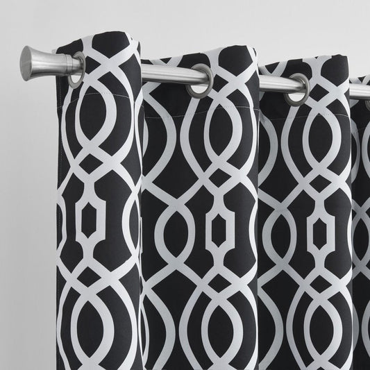 84" Jet Black Trellis Black Out Window Curtain Panel HomeRoots