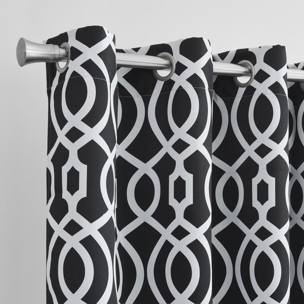 84" Jet Black Trellis Black Out Window Curtain Panel HomeRoots