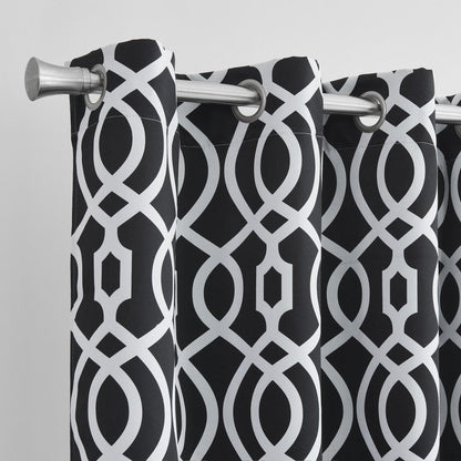 84" Jet Black Trellis Black Out Window Curtain Panel HomeRoots