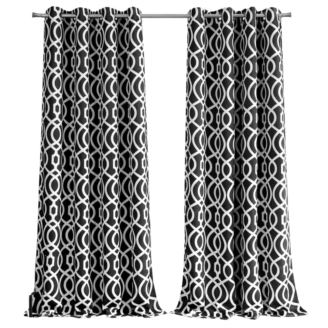 84" Jet Black Trellis Black Out Window Curtain Panel