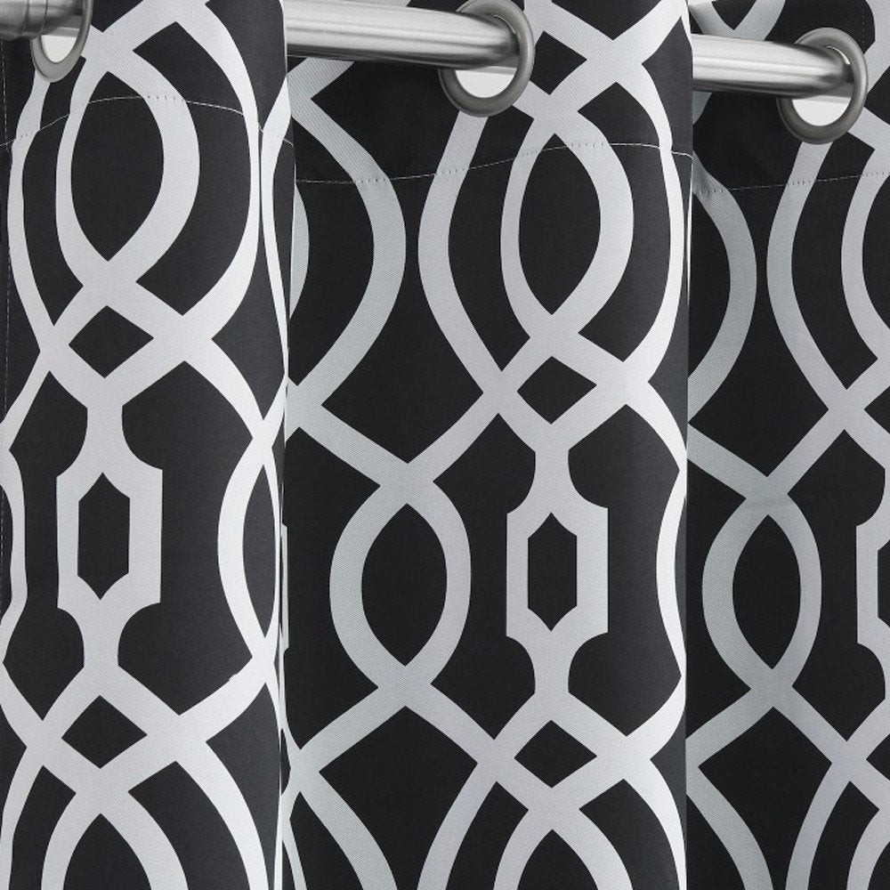 84" Jet Black Trellis Black Out Window Curtain Panel HomeRoots