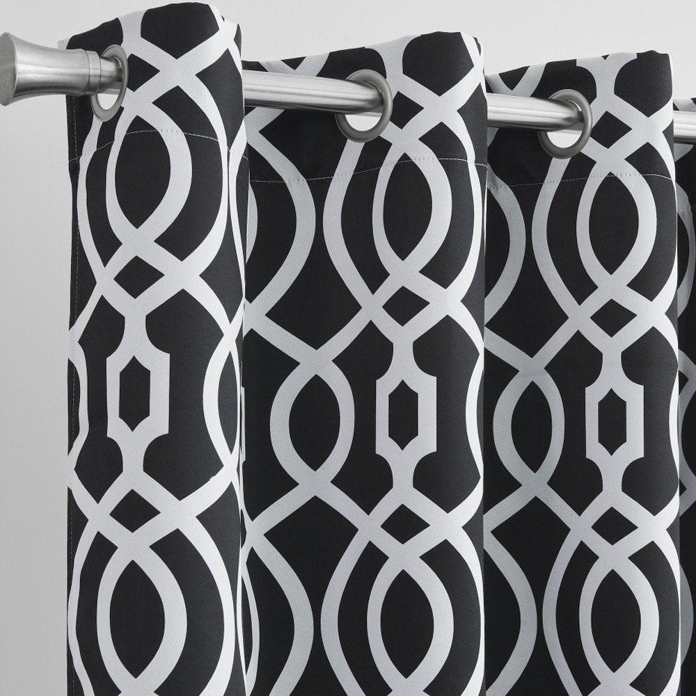 84" Jet Black Trellis Black Out Window Curtain Panel HomeRoots