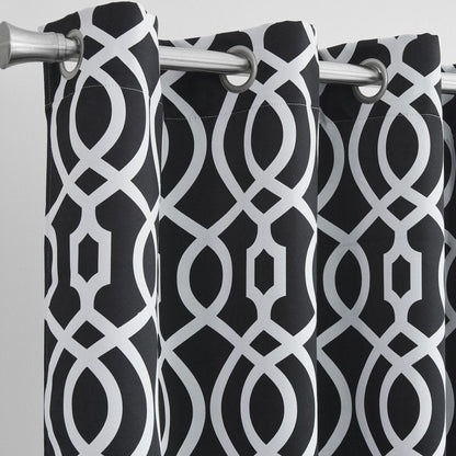 84" Jet Black Trellis Black Out Window Curtain Panel HomeRoots
