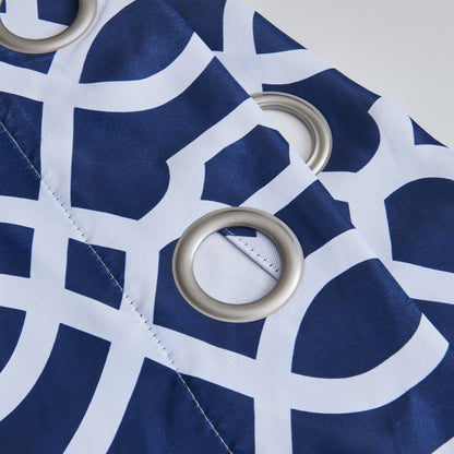 84" Navy Blue Trellis Black Out Window Curtain Panel HomeRoots