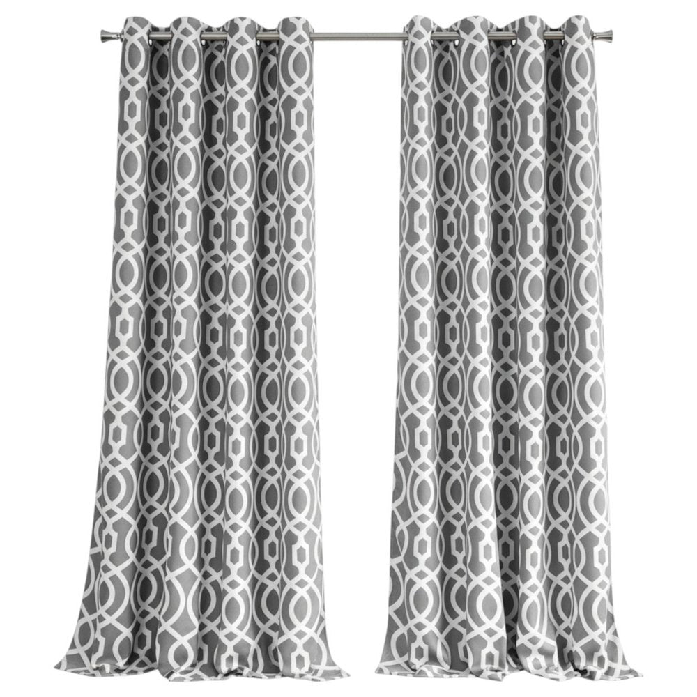 84" Gray Trellis Black Out Window Curtain Panel HomeRoots
