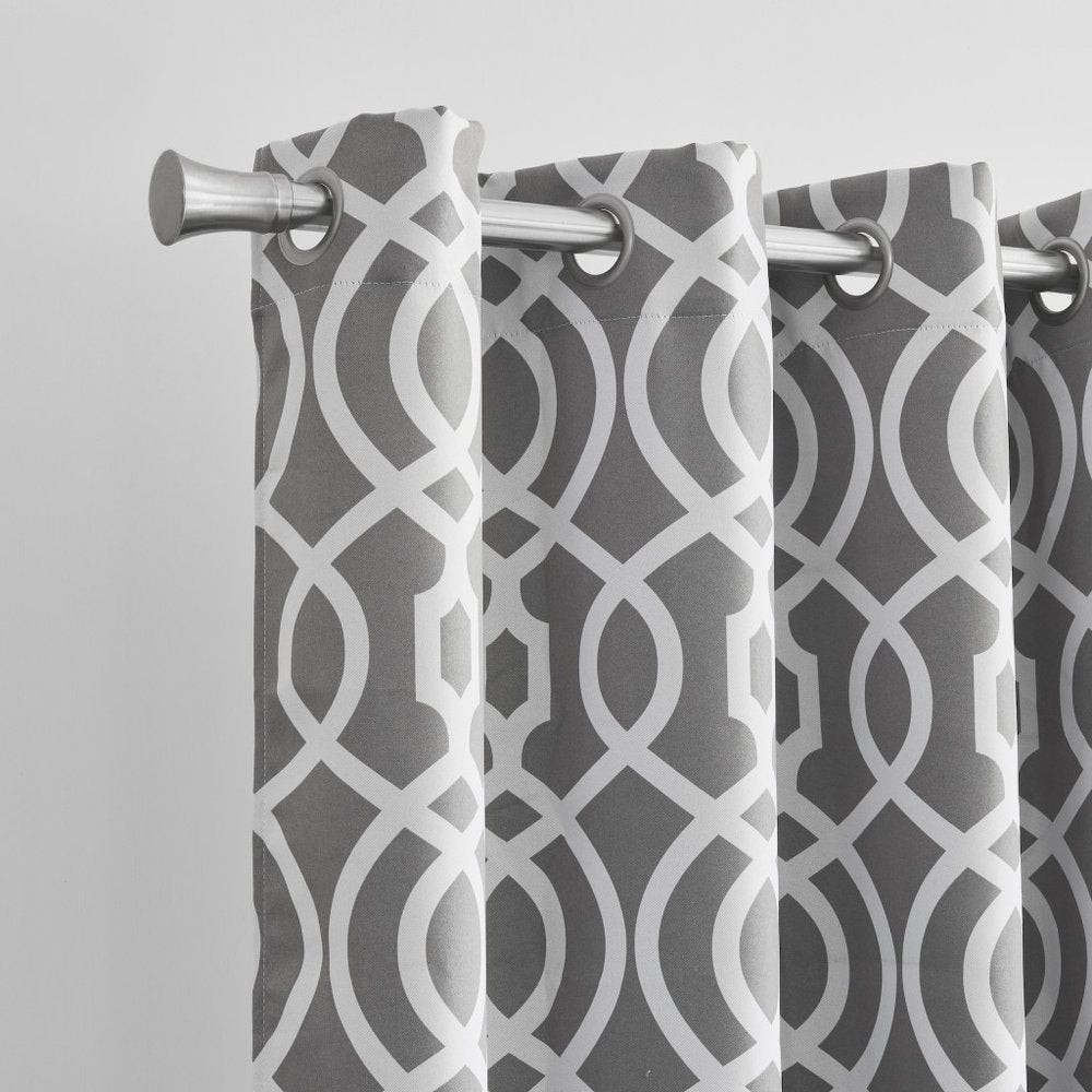 84" Gray Trellis Black Out Window Curtain Panel HomeRoots