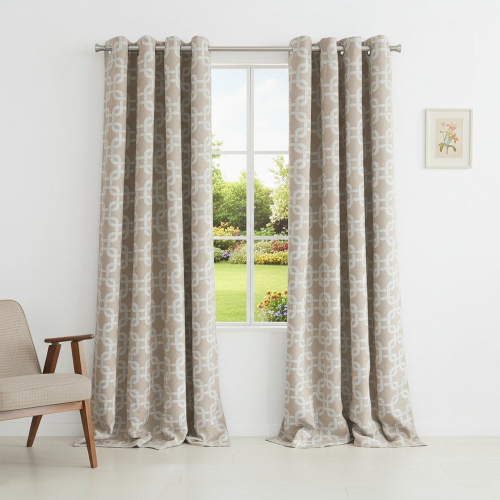84” Sand Interlock Pattern Window Curtain Panel HomeRoots