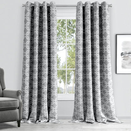 84” Silver Interlock Pattern Window Curtain Panel HomeRoots