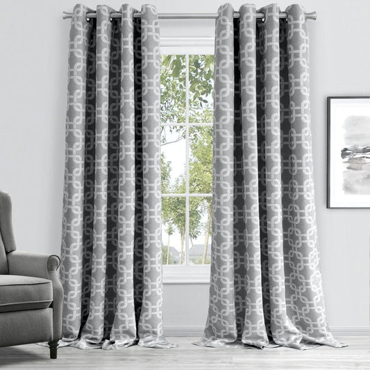 84” Silver Interlock Pattern Window Curtain Panel HomeRoots