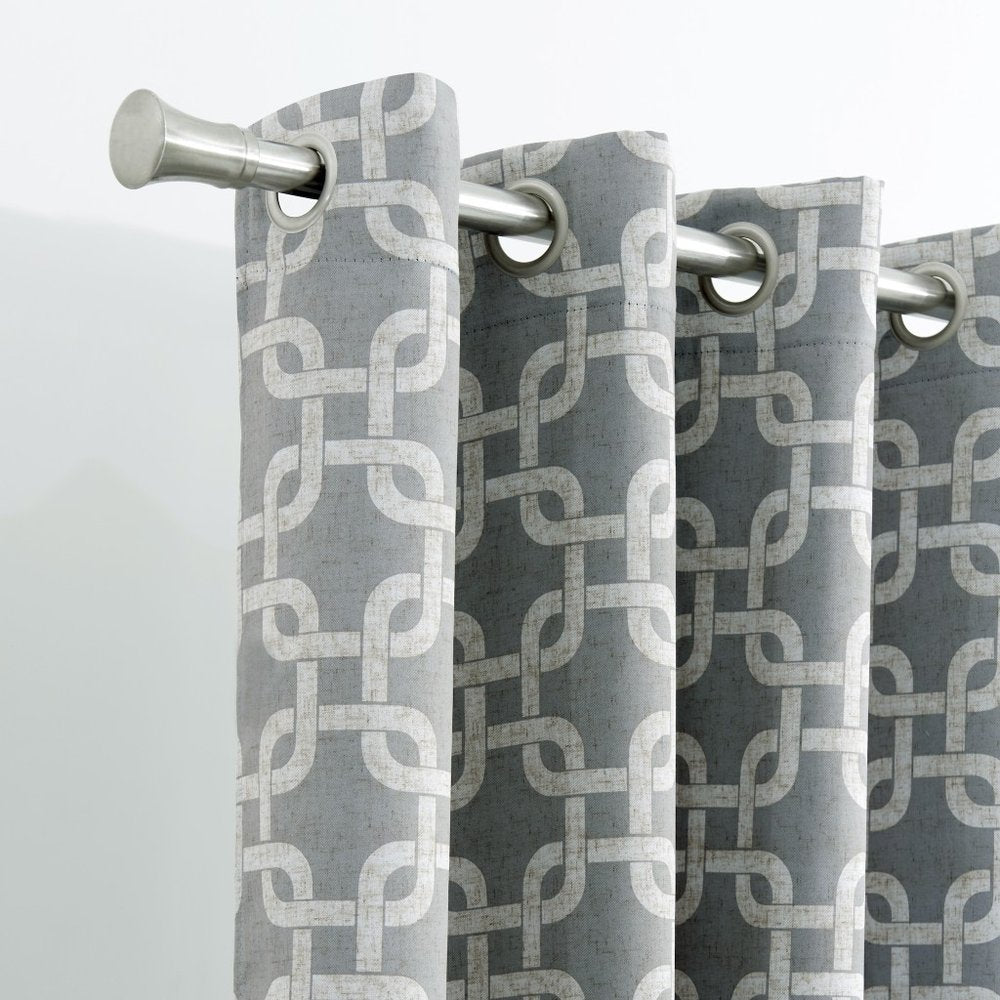 84” Silver Interlock Pattern Window Curtain Panel HomeRoots