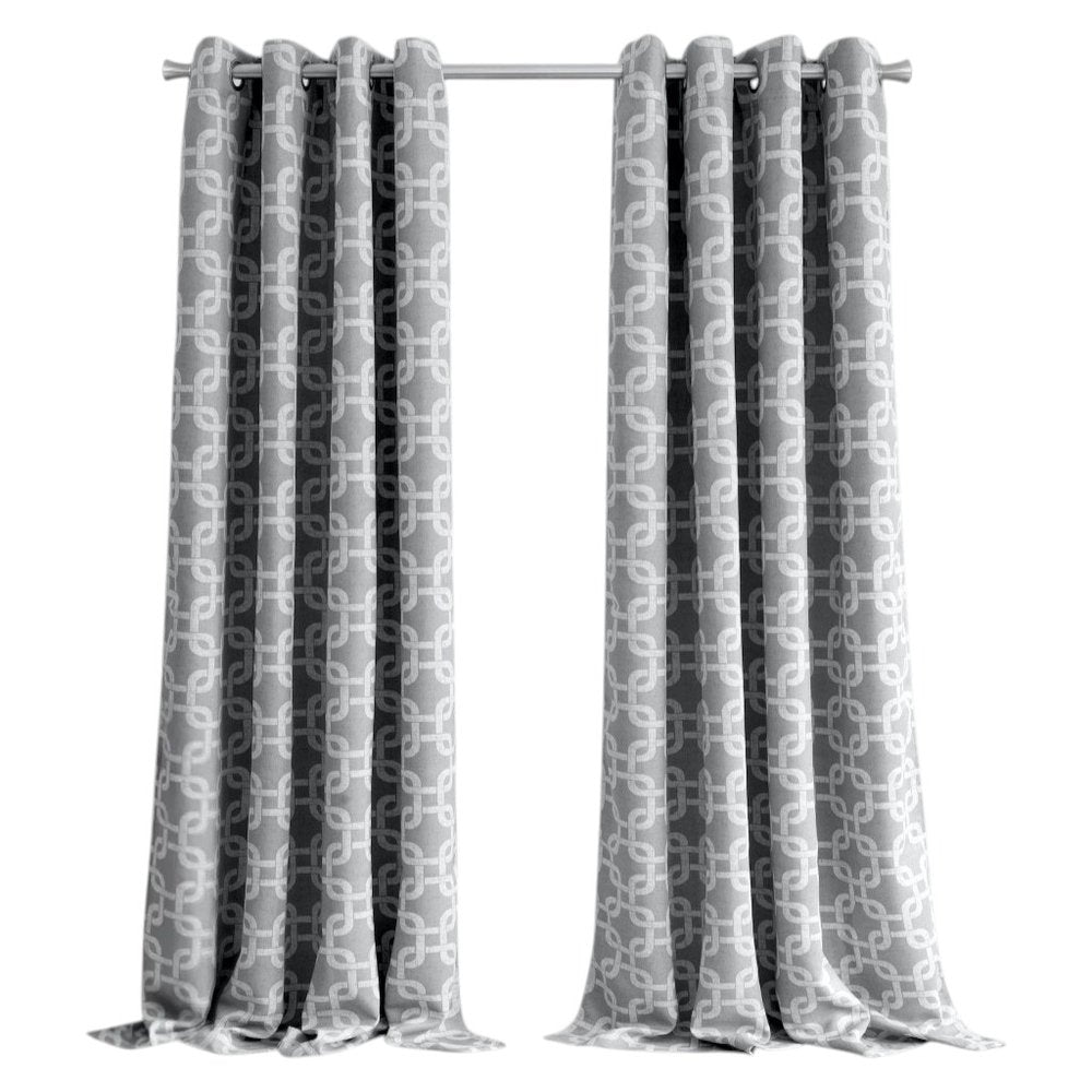 84” Silver Interlock Pattern Window Curtain Panel HomeRoots