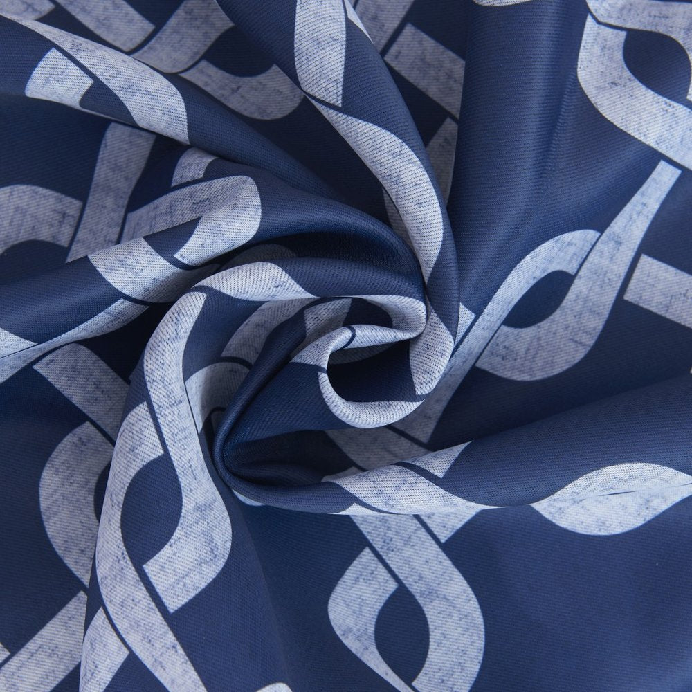 84” Navy Interlock Pattern Window Curtain Panel HomeRoots