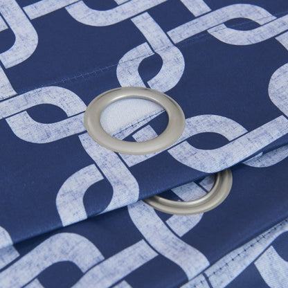 84” Navy Interlock Pattern Window Curtain Panel HomeRoots