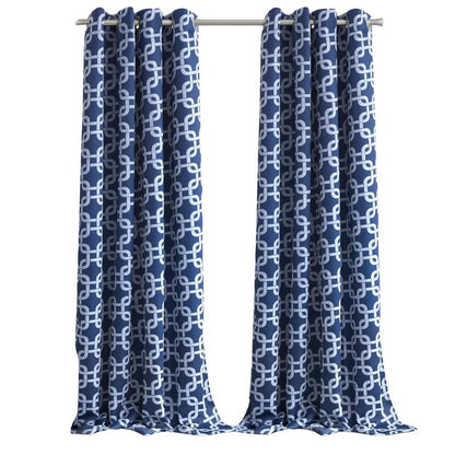 84” Navy Interlock Pattern Window Curtain Panel HomeRoots