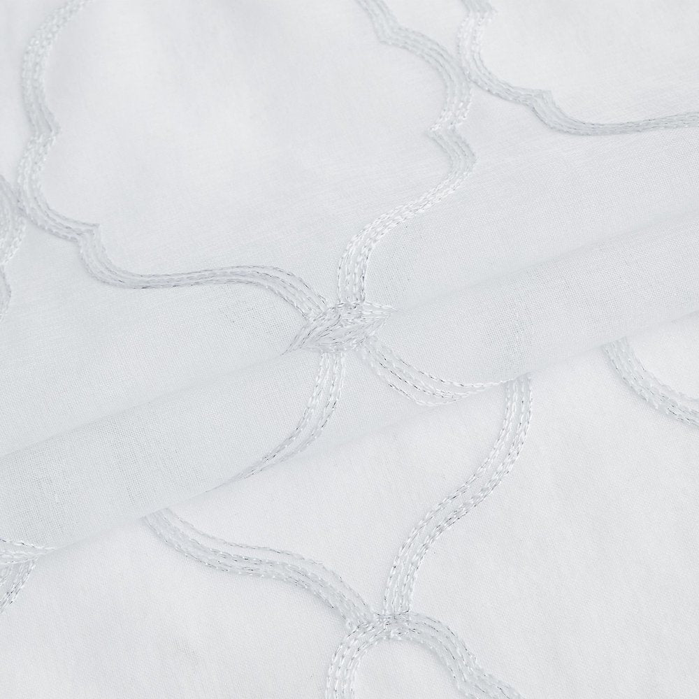 84” White Trellis Pattern Embroidered Window Curtain Panel HomeRoots