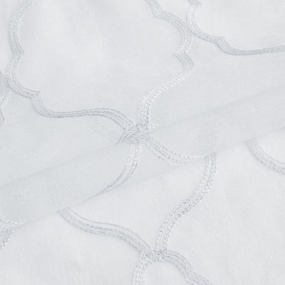 84” White Trellis Pattern Embroidered Window Curtain Panel HomeRoots