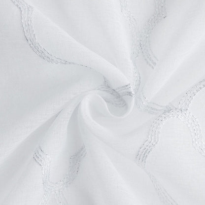 84” White Trellis Pattern Embroidered Window Curtain Panel HomeRoots