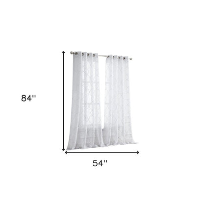 84” White Trellis Pattern Embroidered Window Curtain Panel HomeRoots