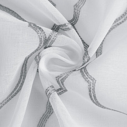 84” Silver Trellis Pattern Embroidered Window Curtain Panel HomeRoots