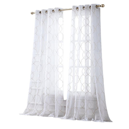 84” Charcoal Trellis Pattern Embroidered Window Curtain Panel HomeRoots