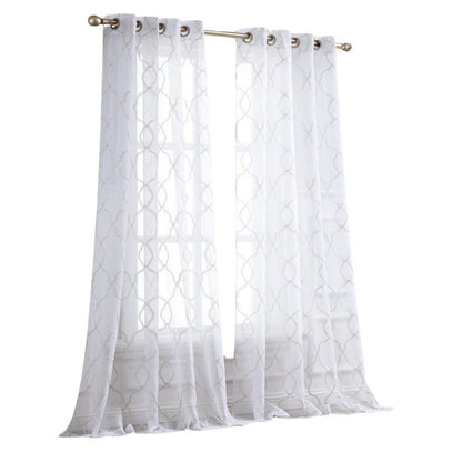 84” Charcoal Trellis Pattern Embroidered Window Curtain Panel HomeRoots